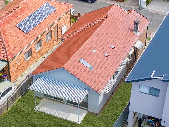 Overhead Drone View of Home Extension