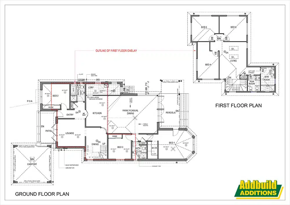 Floor Plan for an addition storey added to a South Turramurra home in Sydney