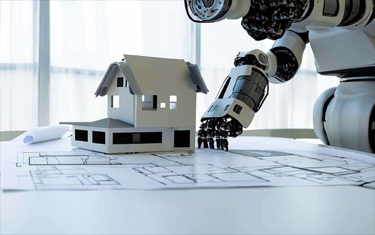 Artificial Intelligence powered robot being used to draw home renovation plans